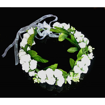 儿童花环手环套装新娘头花海边度假拍照道具花童伴娘头环 白色花环