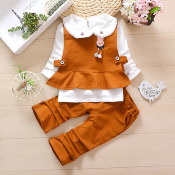 春秋时尚套装2018新款中小儿童春天衣服韩版公主春季2婴儿纯棉三件套