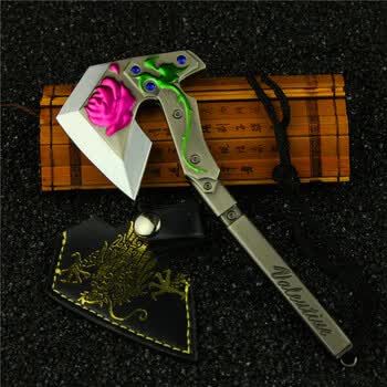 火线网游武器模型 玫瑰手斧带皮套合金兵器摆件15cm 8077-15cm玫瑰