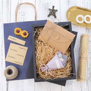 唯美创意复古信封信纸套装牛皮干花礼盒告白情书精美生日礼物 02(2朵