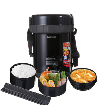 象印ZOJIRUSHI 保温饭盒1.8L不锈钢真空保温桶提锅便当盒饭盒SL-GF18 SL-GF18-BA黑色