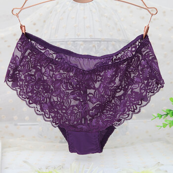 better)3270配套底裤新款女士全蕾丝内裤中腰均码性感透气女内裤 紫色