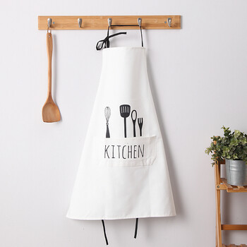 北欧棉布艺围裙清洁围裙厨房家居工作服面包店半身围裙 白色