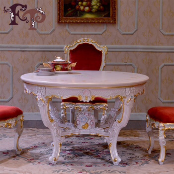菲帕fp巴洛克家具 欧式古典实木雕花餐桌 法式宫廷皇室彩绘实木1.