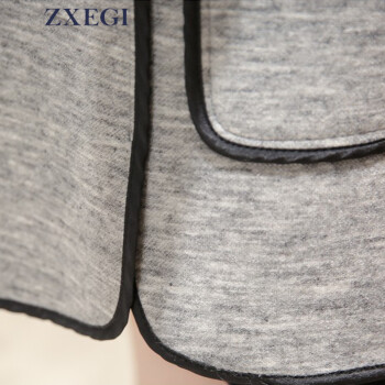 ZXEGI女装 2015秋冬新款韩版小香风中长款七分袖卫衣外套风衣女 W107 灰色 L