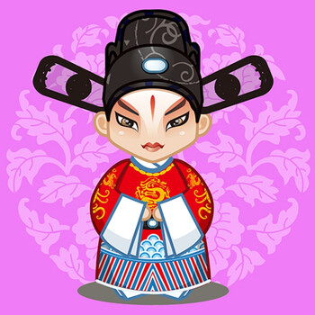 国粹京剧戏曲人物装饰画卡通花旦脸谱墙上挂画幼儿园教室壁画墙画 藕