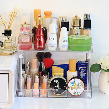 彩妆桌面化妆品收纳盒亚克力大容量梳妆台浴室口红护肤品置物架 桌面