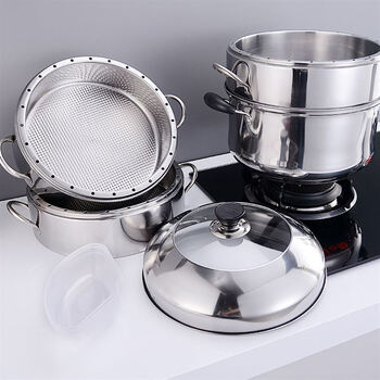 烹饪锅具 蒸锅 岩诚佰淘 蒸锅不锈钢锅不串味蒸笼家用蒸锅无孔蒸饭锅