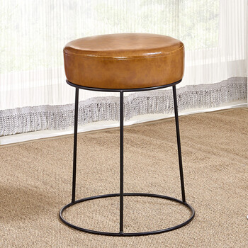 铁艺凳子简约现代梳妆凳换鞋凳加厚软凳创意时尚小圆凳餐凳家用凳 高