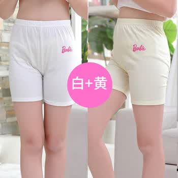 女童安全裤夏季儿童防走光裤保险裤中大童平角内裤宝宝短裤女 79301白