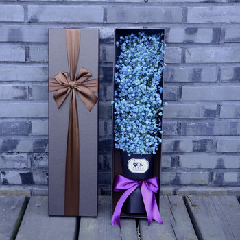 勿忘我薰衣草满天星永生花花束生日表白祝福圣诞礼物礼盒 蓝色满天星