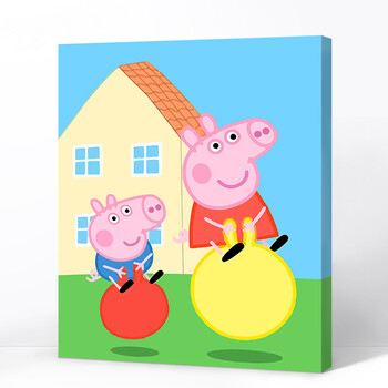 数字油画diy 卡通动画填色淡彩手绘画 小猪佩奇40*50 70*90 小猪佩奇1