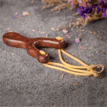 实木弹弓儿童射击弓箭木头玩具木制弹弓 深棕色单个弹弓