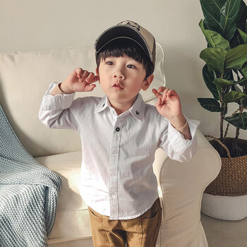 童装男童长袖衬衫宝宝春装两1三2四3五4-5岁小男孩洋气翻领衬衣潮
