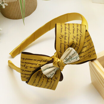 公主发箍发饰小女孩蝴蝶结头箍头饰品发卡宝宝刘海配饰 土黄色英文