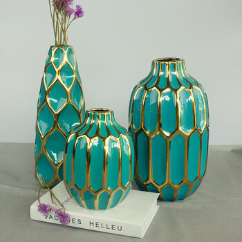 金桂园(jinguiyuan)北欧ins电镀陶瓷花瓶现代简约创意时尚装饰插花