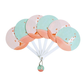 小清新六折扇子创意圆形小扇子女 夏季随身便携迷你折叠扇 信手拈花