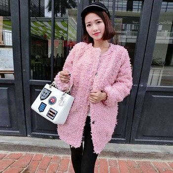 卓紫花毛毛外套女韩版毛线外套圈圈外套加棉加厚 紫色 均码