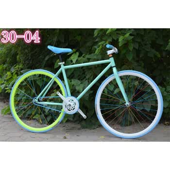 潮思汇 自行车男女学生26寸24寸倒刹倒骑复古单车diy色荧光 西瓜红 30