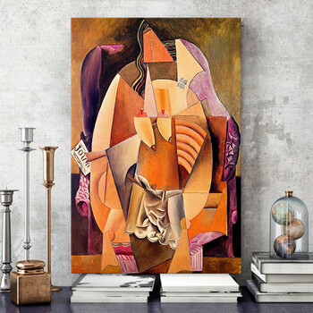 美式卧室咖啡客餐厅装饰画背景墙壁世界大师名画抽象缤纷色彩无框挂画