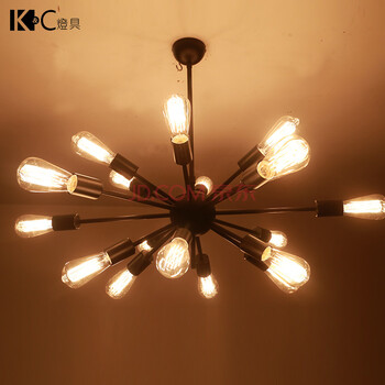 
                                        【kc灯具】loft工业风吊灯 RH工业风酒吧咖啡厅黑寡妇卫星吊灯 KC-D1012/2                