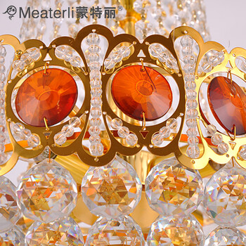 蒙特丽 金黄色水晶吊灯8317-500 豪华餐厅灯客厅灯卧室灯具 皇冠(B) 直径500mm
