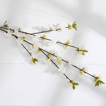 仿真桃花单支假桃花树客厅摆件装饰梅花绢布干花假花桃仿真花 5叉桃