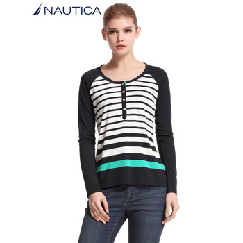 诺帝卡 NAUTICA 女士 新款 长袖T恤 51KC09 深蓝色 4NV XL