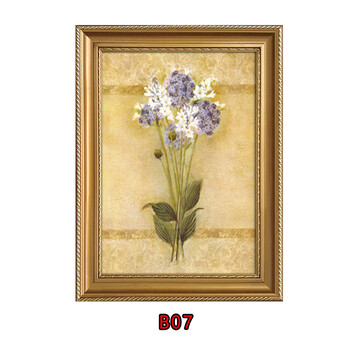 印刷仿真油画三联画简约客厅装饰画卧室欧式壁画挂画墙画百合花卉 b07