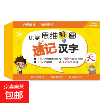 小学生思维导图速记汉字偏旁部首识字卡早教启蒙基础启蒙教育卡片 思维导图速记汉字
