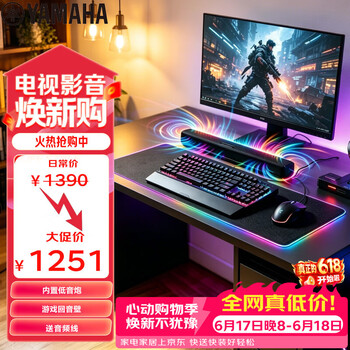 雅马哈（Yamaha）回音壁音响SR-C20A 蓝牙电脑音响条形音箱客厅影音电视虚拟5.1声道环绕游戏音箱黑色