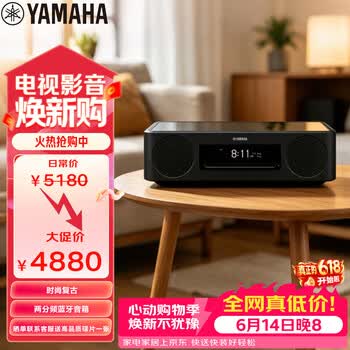 雅马哈（Yamaha）TSX-N237 复古蓝牙音响CD桌面两分频音箱收音无线充电USB播放经典黑