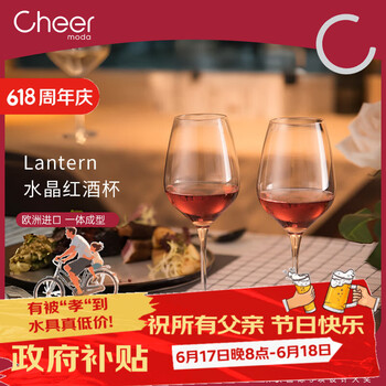 启尔（Cheer）红酒杯家用高脚杯 欧洲进口水晶玻璃杯酒具套装 葡萄酒杯2只装