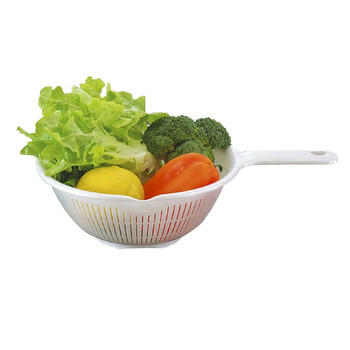 
                                        家の物语 日本进口两个装带手柄洗菜篮 沥水篮洗涤蔬果滴水篮 白色                