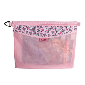 日本凯蒂猫（Hello Kitty）杂物收纳袋L大号 文件文具防水收纳袋拉链袋文件包手提包  可爱粉