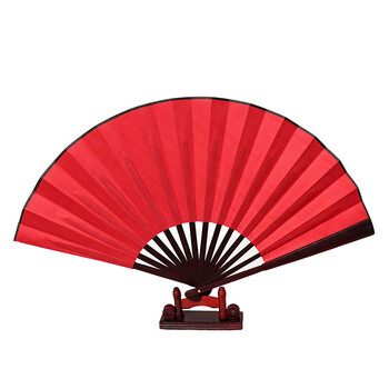 古风折扇 复古中国风男绢纸折扇折叠日用扇 古风扇子 国红 1把