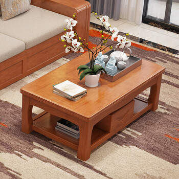 卡贝森 实木茶几 现代中式实木客厅家具 海棠色