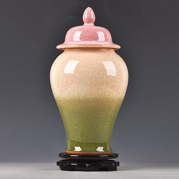 小郎人景德镇陶瓷器三色釉花瓶客厅新古典装饰家居摆件工艺品将军罐送