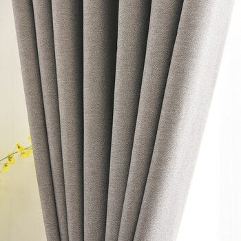 全遮光窗帘布料棉麻亚麻现代简约客厅卧室定制飘窗落地窗成品纯色