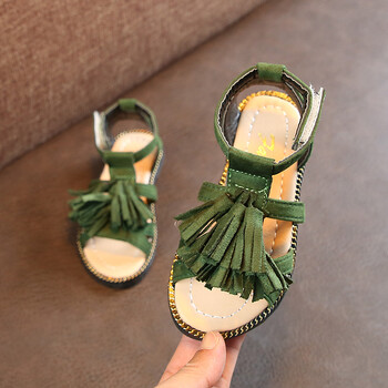 凉鞋2018夏季新款公主鞋露趾软底运动沙滩鞋中大童罗马凉鞋子 绿色 30