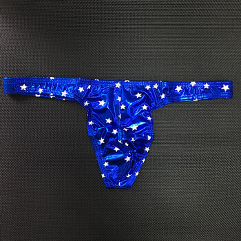 结夏男士内裤舞台走秀星星印花男士丁字裤 蓝色 xl