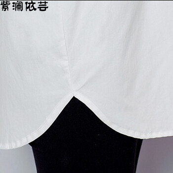 紫澜依芸2016春夏季新款翻领民族风中长款衬衫女Z-C-CS603 白色   L