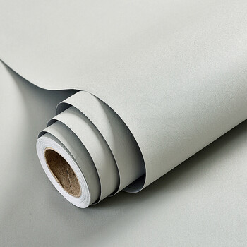 墙纸自粘卧室温馨防水加厚壁纸纯色客厅背景墙宿舍贴纸 哑光浅灰色 60