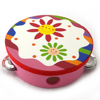 幼儿园儿童舞蹈铃鼓打击乐器手拍鼓手摇铃鼓大小手铃鼓表演手鼓 白色