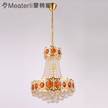 蒙特丽 金黄色水晶吊灯8317-500 豪华餐厅灯客厅灯卧室灯具 皇冠(B) 直径500mm