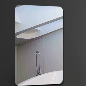 玻璃镜子粘贴洗手间镜面简约化妆镜卫生间贴墙壁挂浴室镜无框 圆角直