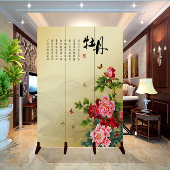 
                                        林小猪 双面布艺屏风 时尚客厅玄关 酒店办公室会所餐厅隔断 高清画质防水折叠可移动折屏 DW589 一扇40*180 加板防水防透光                