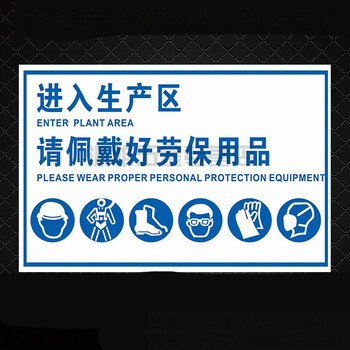 进入生产区请佩戴好劳保用品消防安全警示牌标识牌标志牌提示牌11