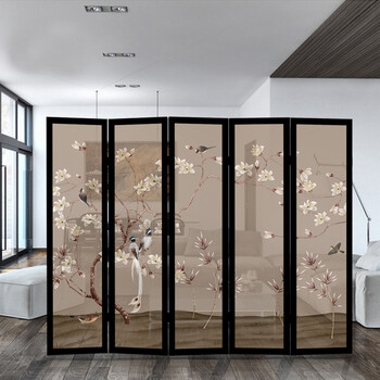 格林屏风 隔断时尚客厅现代简约 新中式酒店实木半透明屏风 单扇