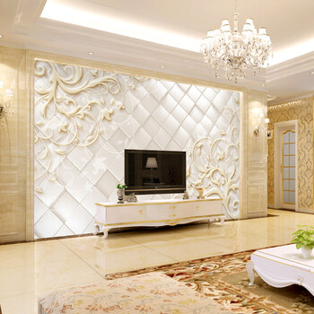 六纹鱼 3d立体壁纸现代欧式客厅电视背景墙浮雕影视墙布简约壁画奢华